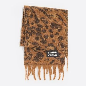 Szalik szczotkowany żakard animal print brązowy BIMBA Y LOLA