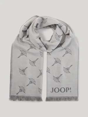 Szalik w jasnoszare wzory z motywem chabru JOOP! szary