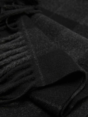 Szalik w szkocką kratę z frędzlami czarny - Mężczyzna - Rozmiar uniwersalny - MANGO MAN