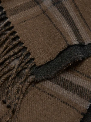 Szalik w szkocką kratę z frędzlami khaki - Mężczyzna - Rozmiar uniwersalny - MANGO MAN