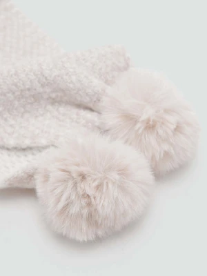 Szalik z dzianiny z pomponem piaskowy - Dzieci - Rozmiar uniwersalny - MANGO KIDS