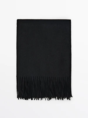 Szalik Z Mieszanki Wełny Z Frędzlami - Czarny - Massimo Dutti - Male