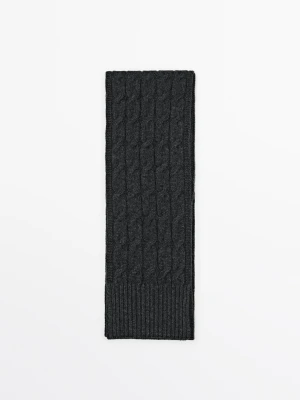 Szalik Z Wełny I Kaszmiru W Splot Warkoczowy - Szary - Massimo Dutti - Female