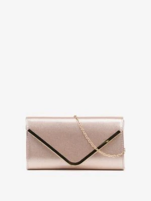 Szampańska Połyskująca Torebka Kopertówka z Metaliczną Ozdobą Banostria caely