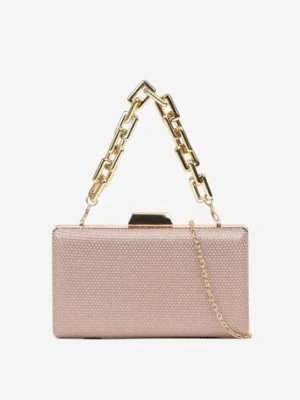 Szampańska Torebka Kopertówka z Łańcuszkiem Zdobiona Brokatem Kellirra caely