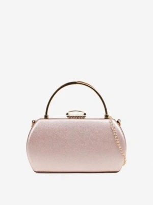 Szampańska Torebka Kopertówka z Metalicznym Połyskiem z Rączką i Łańcuszkiem Frovia caely