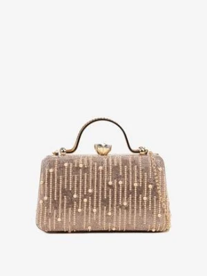 Szampańska Torebka Typu Kopertówka z Cyrkoniami i Perełkami Fesaria caely