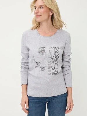 Szara bawełniana bluzka damska Edda z nadrukiem – Soft Vibes Olsen