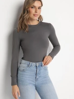 Szara Bawełniana Bluzka Typu Longsleeve Lisfia