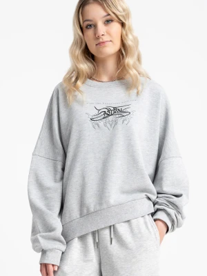 Szara bluza bez kaptura z autorską grafiką z przodu Reporter