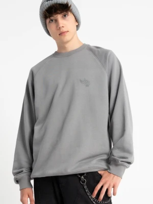 Szara bluza bez kaptura CREWNECK z minimalistycznym nadrukiem z przodu Reporter