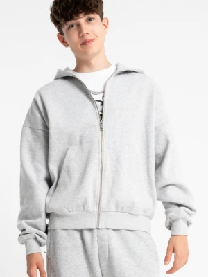 Szara bluza BOXY z kapturem bez nadruków Reporter