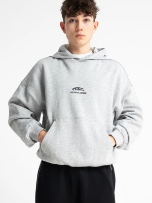 Szara bluza BOXY z kapturem z minimalistycznym nadrukiem Reporter