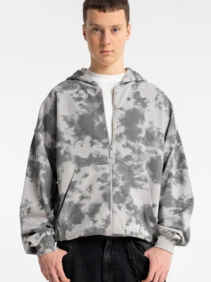 Bluza chłopięca boxy z kapturem na zamek z nadrukiem tie dye Reporter