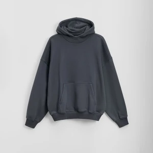 Szara bluza oversize cropped z grubej dzianiny heavy weight House