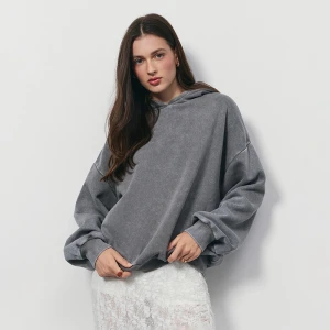 Szara bluza z kapturem i efektem sprania House