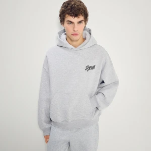 Szara bluza z kapturem i haftem w stylu graffiti House