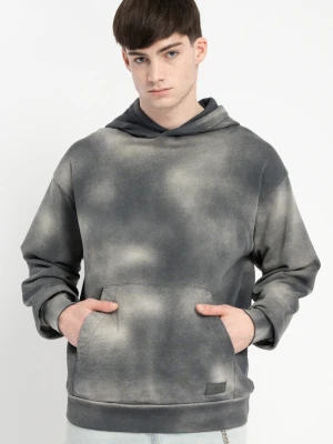Szara bluza z kapturem z efektem sprania Reporter