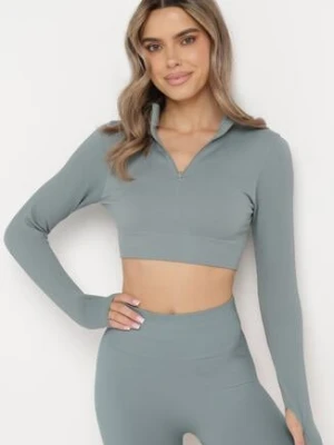 Szara Bluzka Zapinana na Suwak z Wycięciem przy Ściągaczu Aisllain elsa.m by may