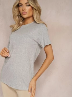 Szara Casualowa Koszulka T-shirt z Bawełny Gittaria