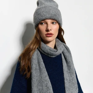 Szara czapka beanie z domieszką wełny i alpaki House