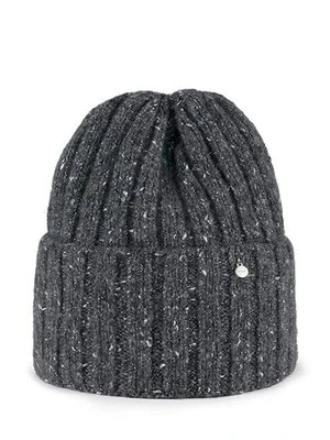 Szara czapka damska z wełną merino Olsen