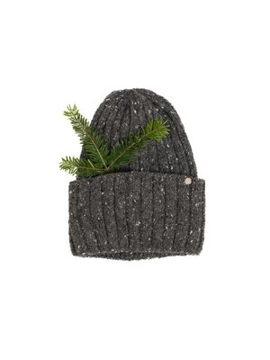 Szara czapka damska z wełną merino Olsen