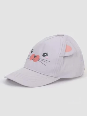 Szara czapka z daszkiem dziewczęca - kotek Yoclub