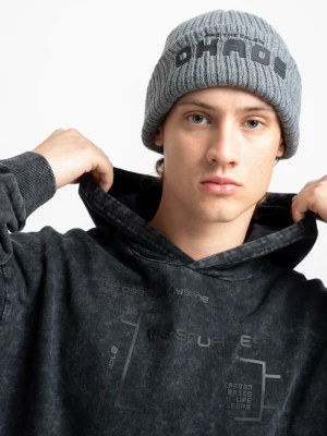 Szara czapka z wypukłym nadrukiem z przodu Reporter