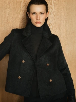 Szara / czarna kurtka damska 100% wełna - Eterna Petite LAÏF