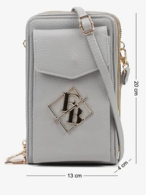 Szara Dwukomorowa Torebka Portfel z Metalicznym Logo Reniffia hangfan