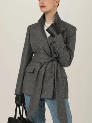 Szara dwurzędowa marynarka damska z wełny i kaszmiru - Eliot LAÏF