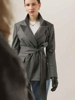 Szara dwurzędowa marynarka damska z wełny i kaszmiru - Eliot LAÏF
