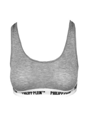 Szara Elastyczna Bluzka z Logo dla Kobiet Philipp Plein