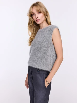 Szara kamizelka z wełną alpaki TARANKO