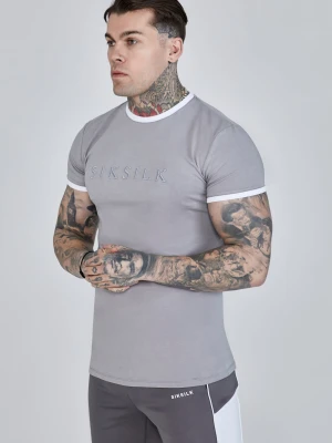 SikSilk Męska Szara Koszulka z Obrąbkiem