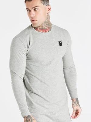 Szara koszulka męska z długim rękawem typu muscle fit SikSilk