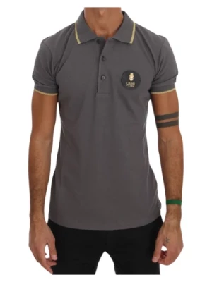 Szara Koszulka Polo z kołnierzykiem Roberto Cavalli