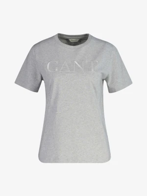 Szara koszulka regular fit z logo GANT