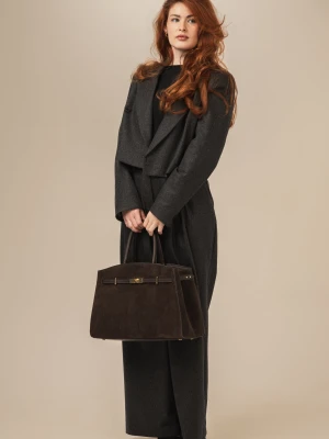 Szara krótka marynarka damska z wełny i kaszmiru - Aston LAÏF