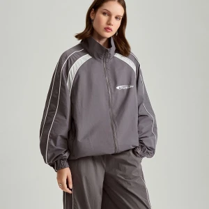 Zdjęcie produktu Szara kurtka oversize ze stójką w stylu sportowym House