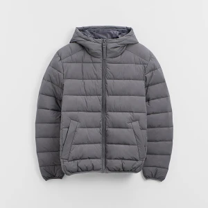 Szara kurtka puffer z kapturem House