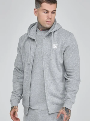 SikSilk Męska Bluza z Kapturem w Kolorze Szary Melanż z Pełnym Zamkiem z Kolekcji Essentials
