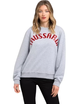 Szara Oversizeowa Bawełniana Bluza Trussardi