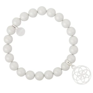 Szara pastelowa bransoletka perły SWAROVSKI® ELEMENTS ze srebrna rozetą SOTHO