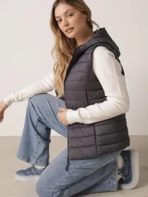 Szara Pikowana Kamizelka Przejściowa z Kapturem Neanissa