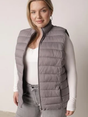 Szara Pikowana Kamizelka Przejściowa ze Stójką Edanwen