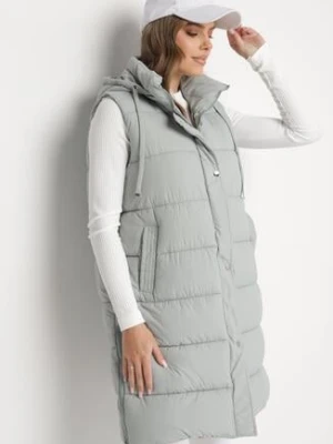 Szara Pikowana Kamizelka z Kapturem i Sznurkami Zelothis h&s