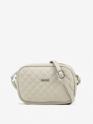 Szara Pikowana Torebka Listonoszka Ozdobiona Napisem Silanire francis