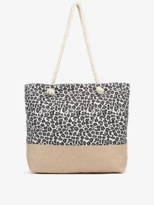 Szara Plażowa Torebka Typu Shopper ze Sznurkiem Reveirra